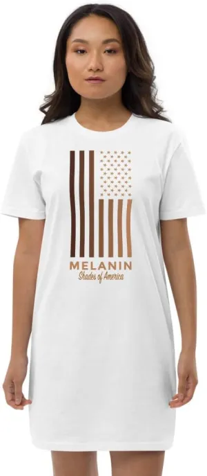 Melanin Shades of America Organic Cotton t-Shirt Dress White