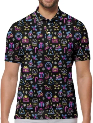 Mens Golf Shirt Moisture 3D Print Wicking Performance Polo Shirts for Men Quick-Dry