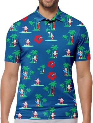 Mens Golf Shirt Moisture 3D Print Wicking Performance Polo Shirts for Men Quick-Dry