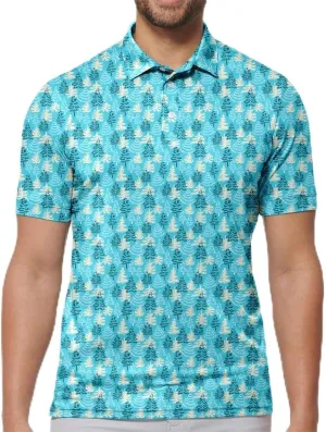 Mens Golf Shirt Moisture 3D Print Wicking Performance Polo Shirts for Men Quick-Dry