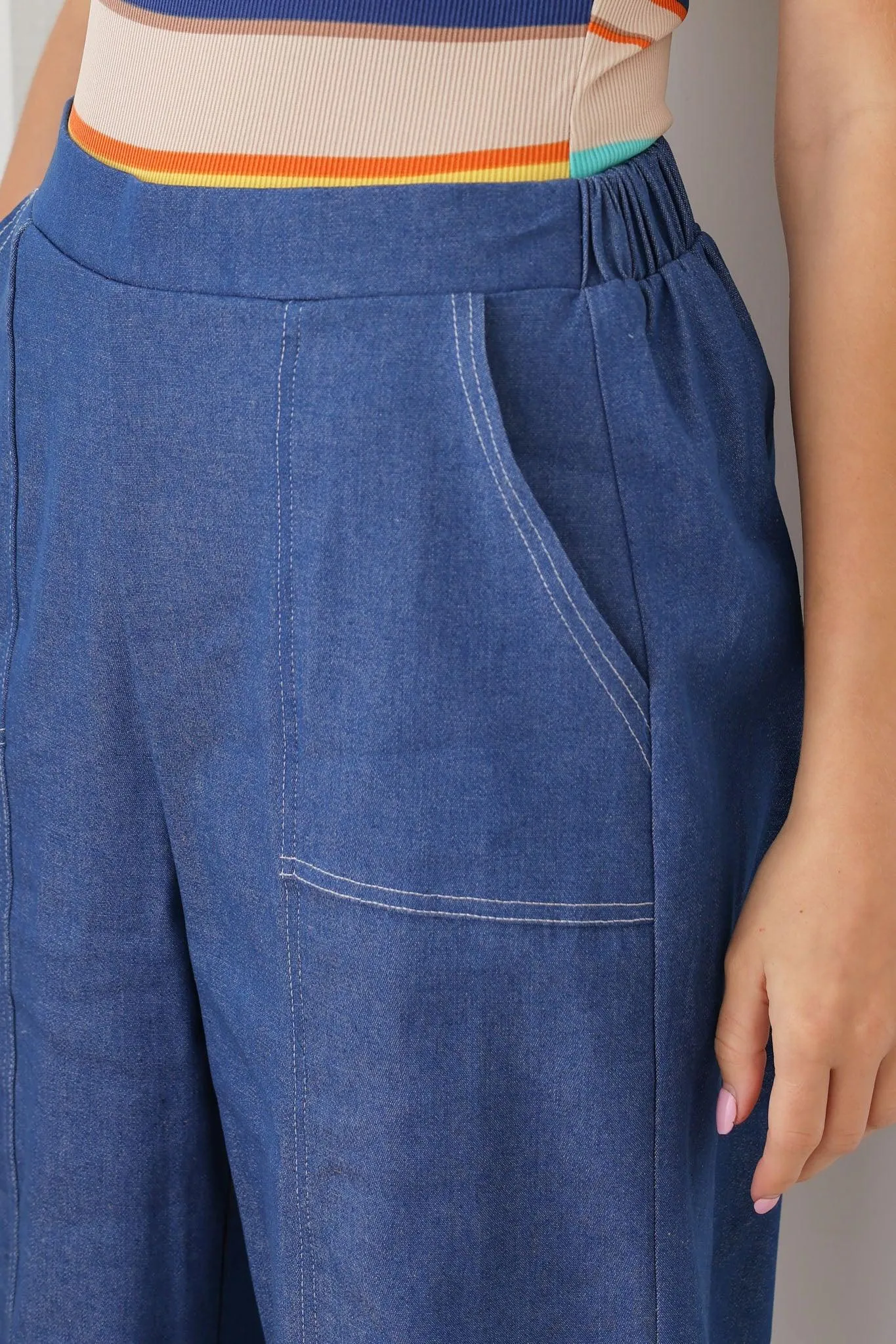 Mid Waist Wide Leg Cozy Denim Jeans Pants