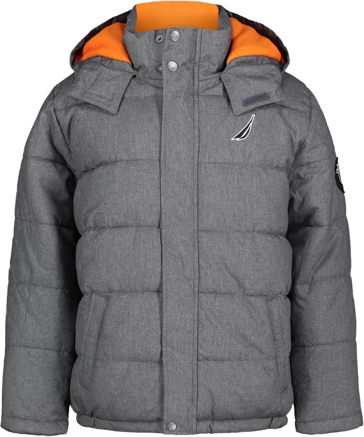 Nautica Boys' Heavy Weight Hooded Bubble Jacket with Polar Fleece Lining