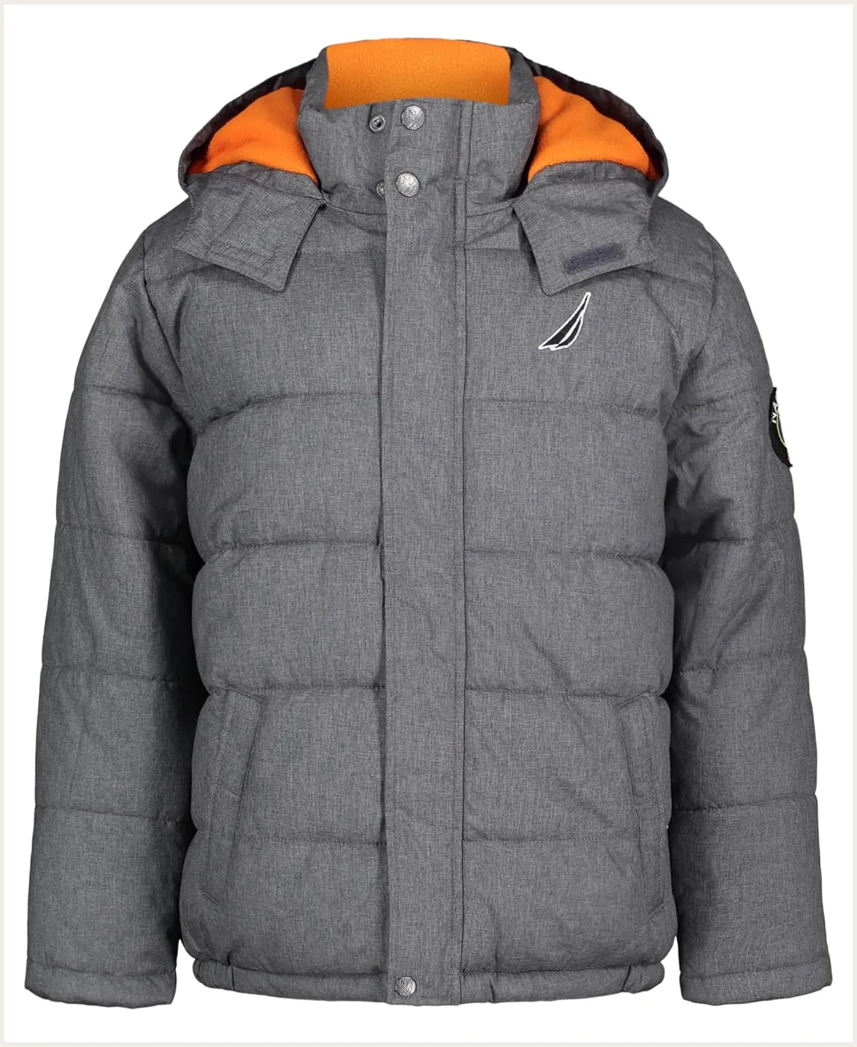 Nautica Boys' Heavy Weight Hooded Bubble Jacket with Polar Fleece Lining