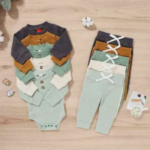 Newborn Baby Boy Girl Clothes Ribbed-ملابس حديثي الولادة