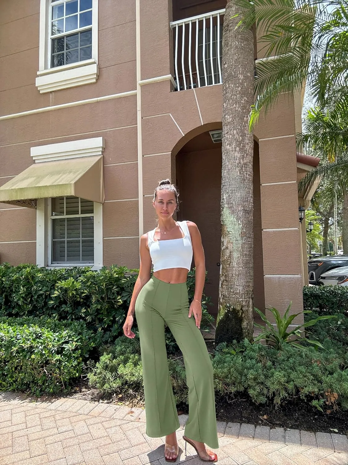 OQQ Women Wide Leg Pants High Waist Casual Pants Fall Clothes Outfits