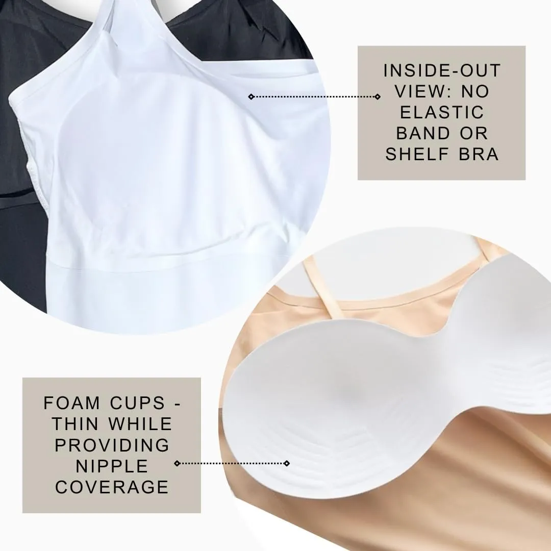 Padded Camisole No Shelf, No Built in Bra, No Elastic Band, No Bra Tank Top Cami