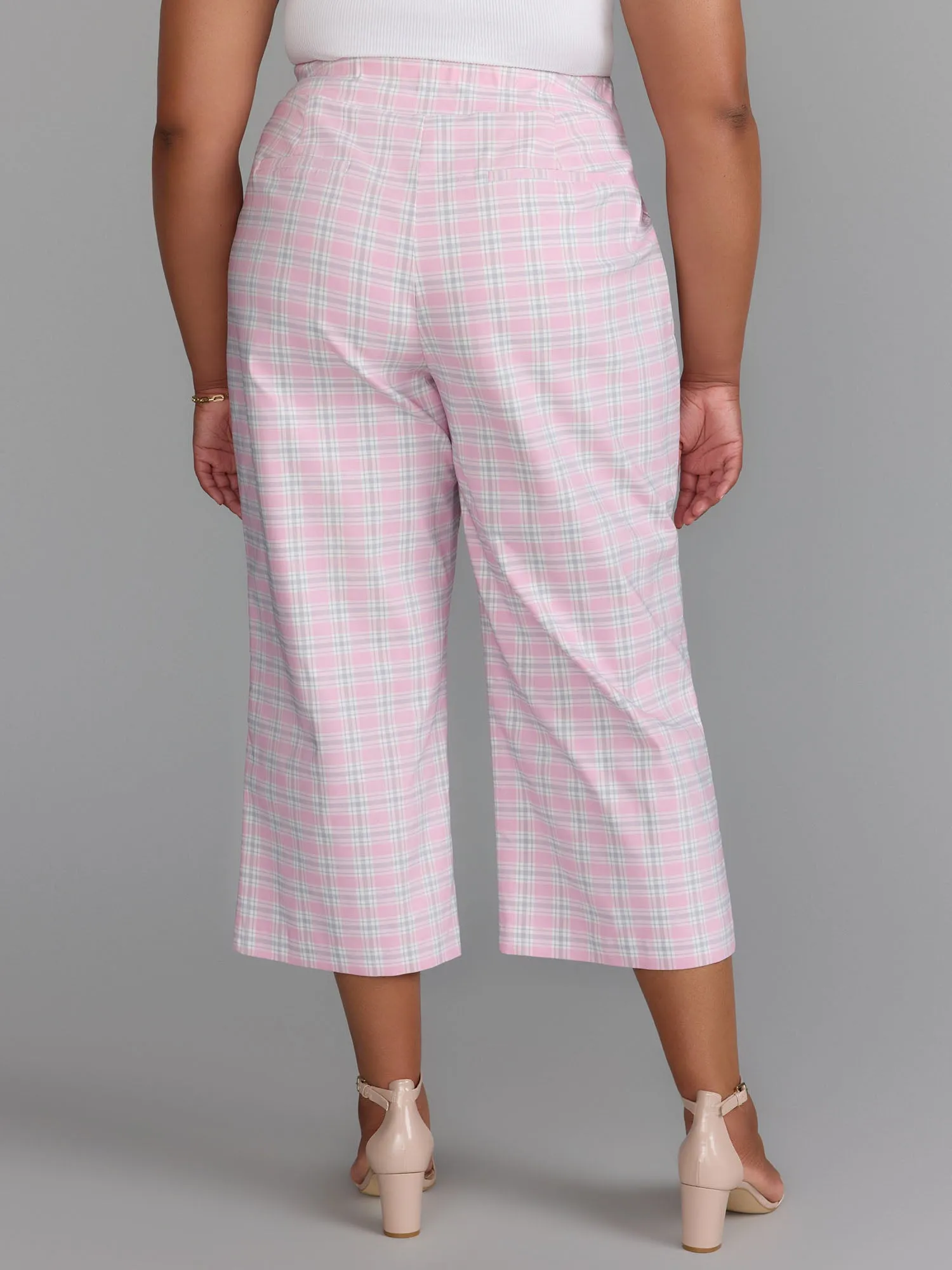 Plus Plaid Bengaline Wide Leg Pants