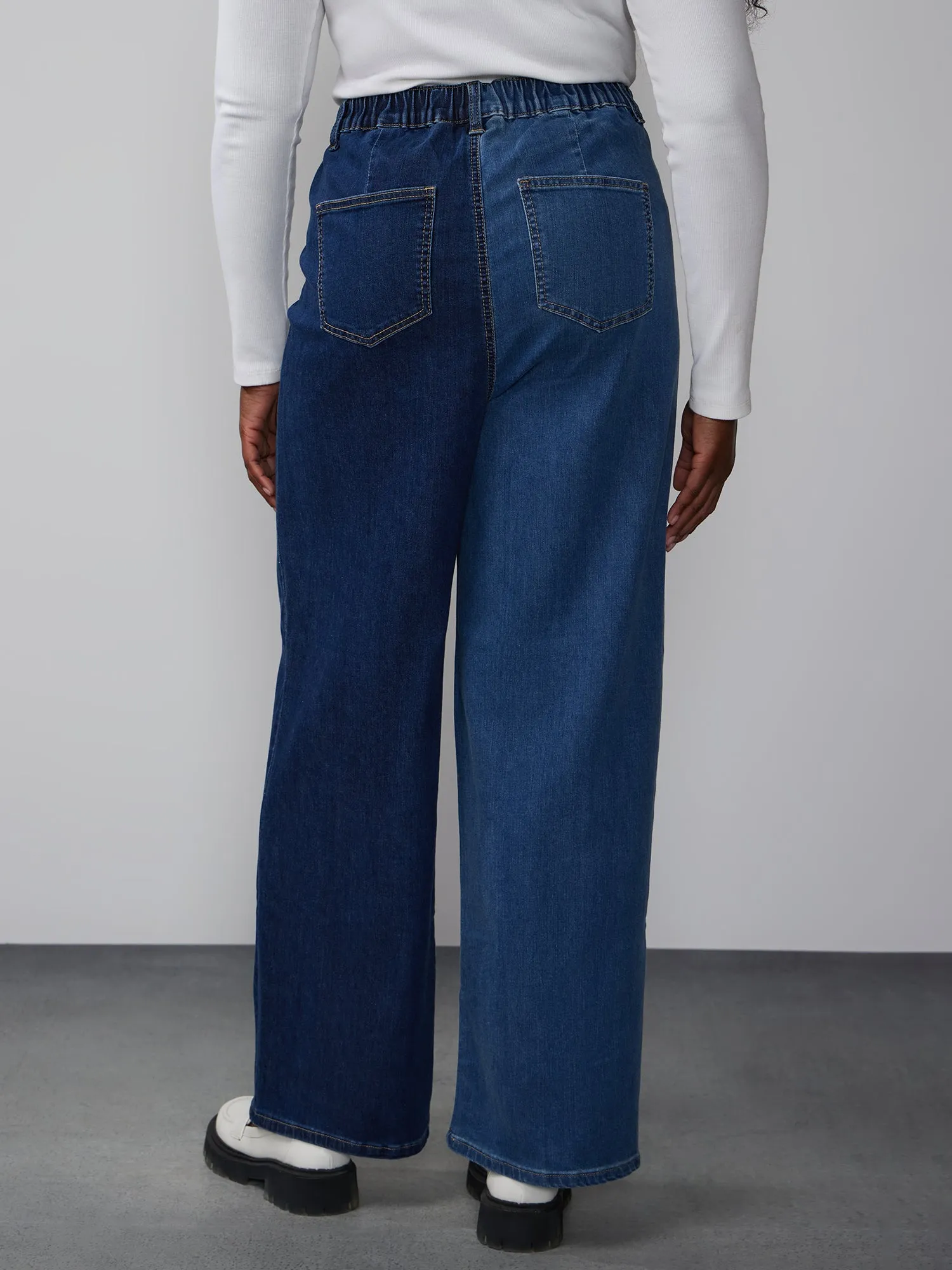 Plus Wide Leg Colorblock Jeans