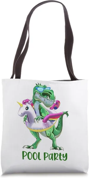 Pool Party Cute Dinosaur Unicorn Float Boys Girls Kids Tote Bag