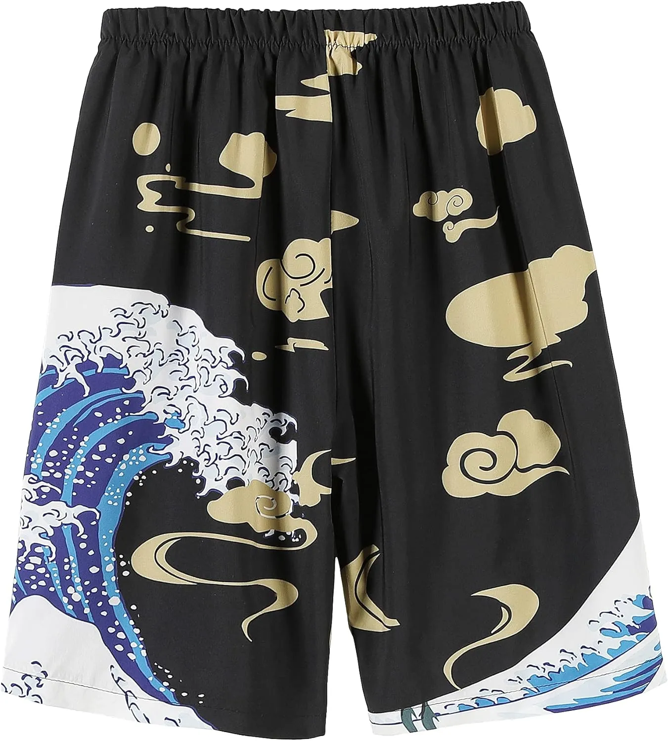 PRIJOUHE Mens Japanese Kimono Coat Suits Loose Open Front Seven Sleeve Kimono Cardigan Jacket with Shorts