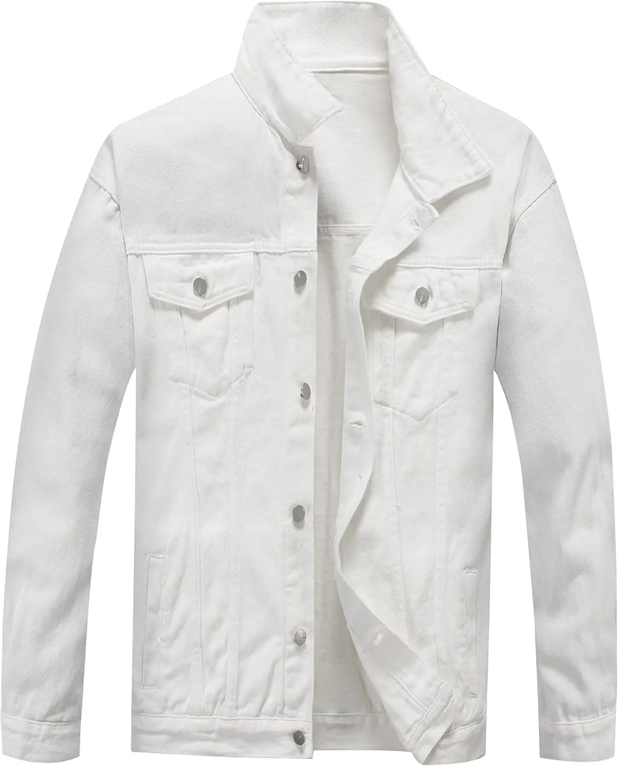 PRIJOUHE Mens Jean Jacket Casual Loose Fit Button Down Denim Trucker Jacket Coat With Multiple Colors