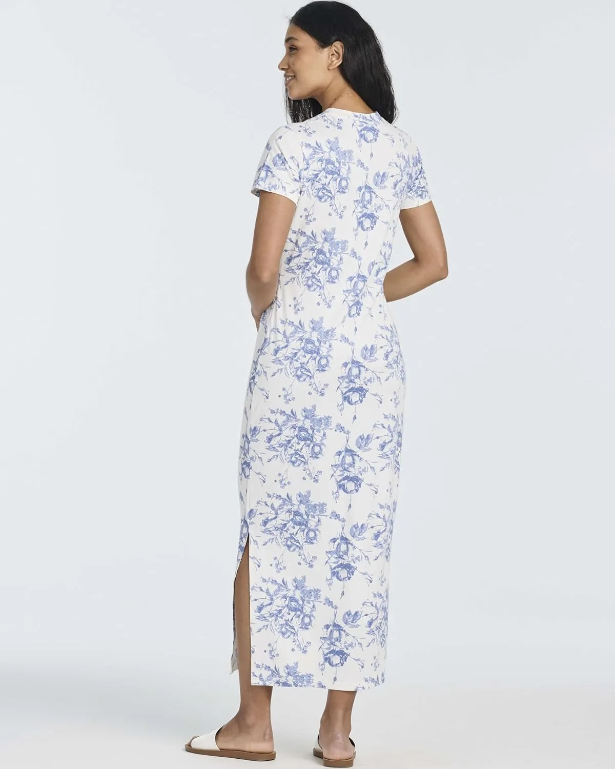 Real Essentials 3 Pack Womens Casual Short Sleeve Maxi T-Shirt Summer Dress with Slit & Pockets (Available in Plus Size)