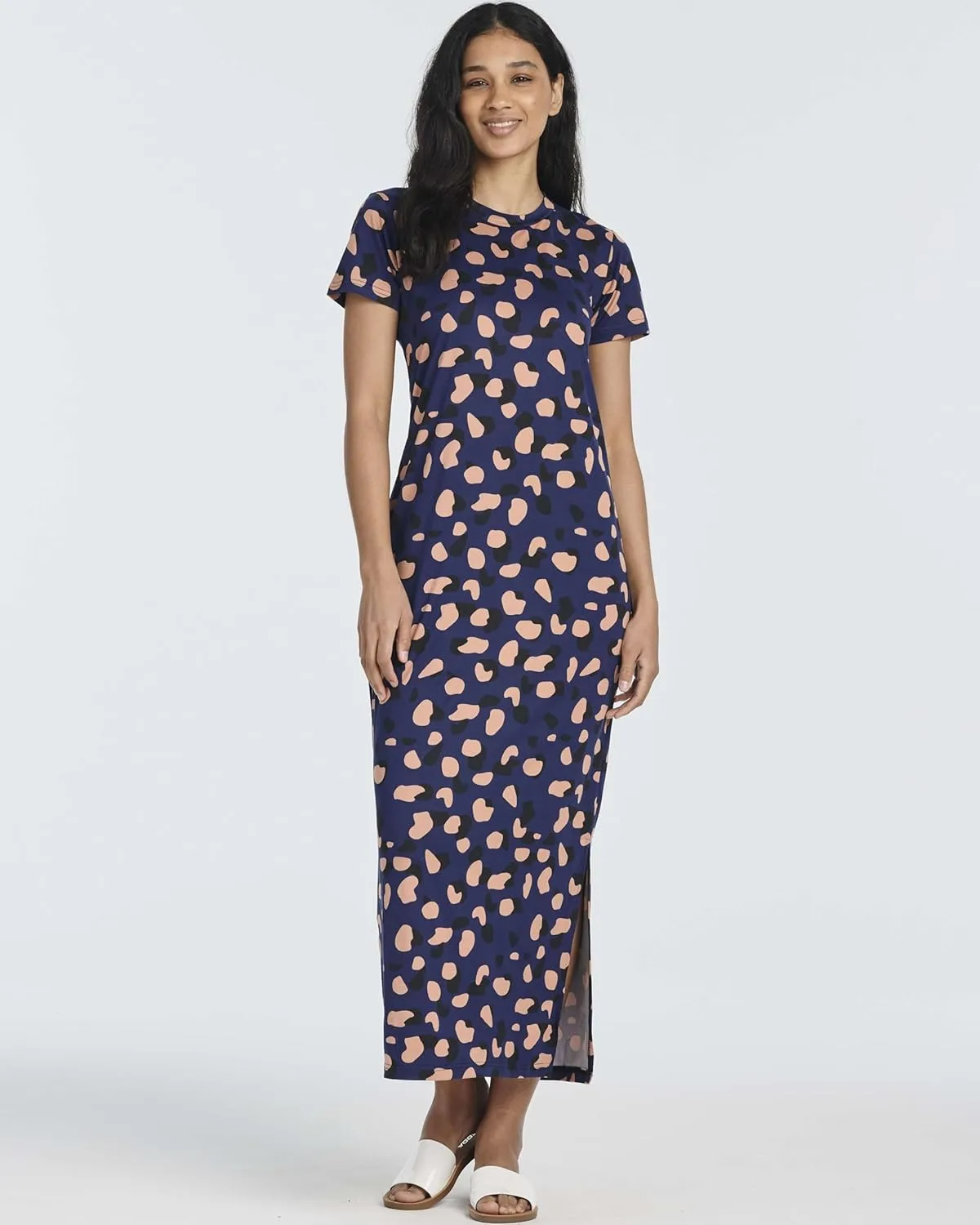 Real Essentials 3 Pack Womens Casual Short Sleeve Maxi T-Shirt Summer Dress with Slit & Pockets (Available in Plus Size)