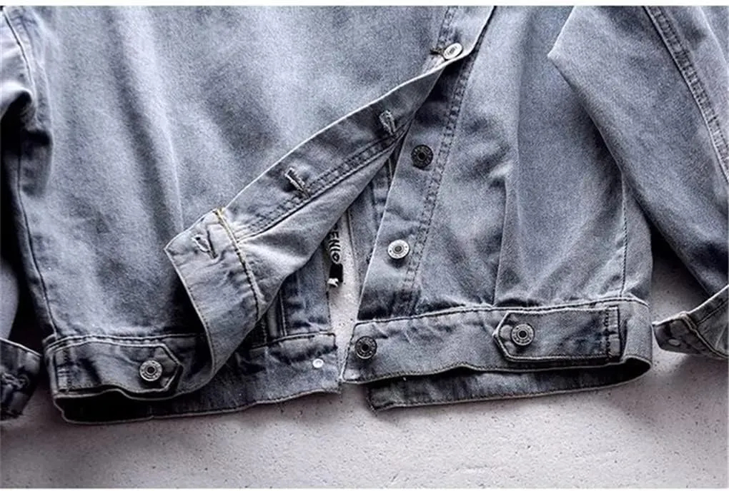 SaoBiiu Women Denim Jacket Blue Hooded Turn-Down Collar Loose Button Patchwork Outwear Female Casual Jean Coat