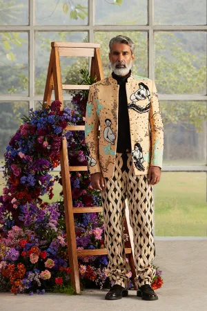 Saun Beaded Bandhgala with Serpentine Knit Pants