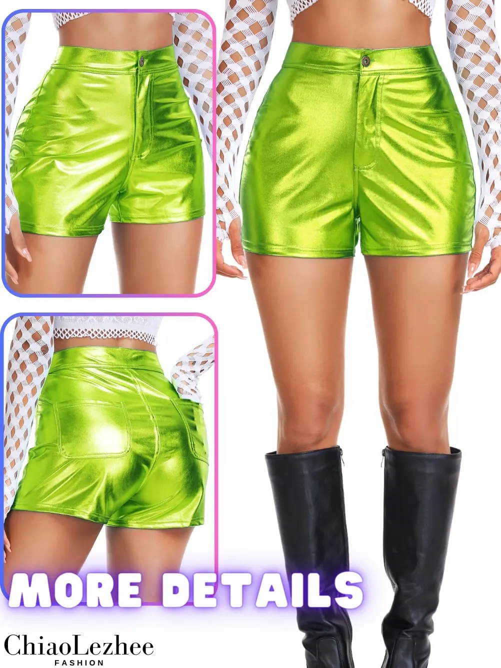 Sexy Booty Shorts, Faux Leather Rave Pants, High Waisted Plus Size