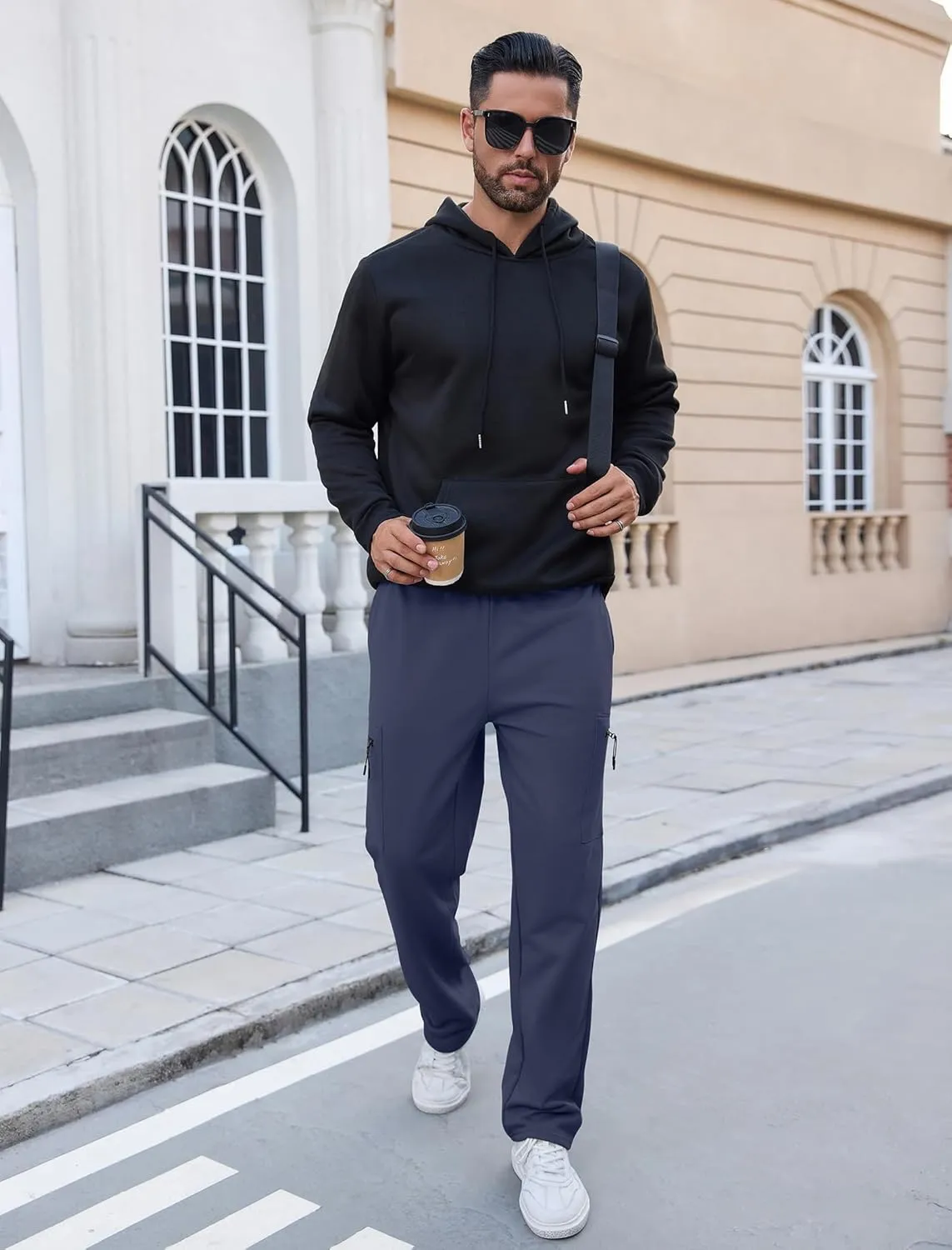 SILKWORLD Sweatpants for Men Zipper Cargo Pockets Joggers Open Bottom Casual Pants for Athletic, Jogging, Running, Workout