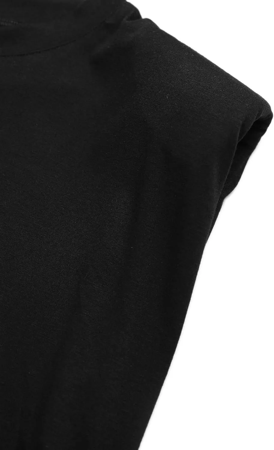 SOFIA'S CHOICE Women's Shoulder Pad Tops Summer Casual Tank Top Round Neck Loose Sleeveless Shirt