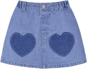 SOLY HUX Toddler Girl's Denim Skirt Heart High Waisted A Line Casual Summer Short Skirts