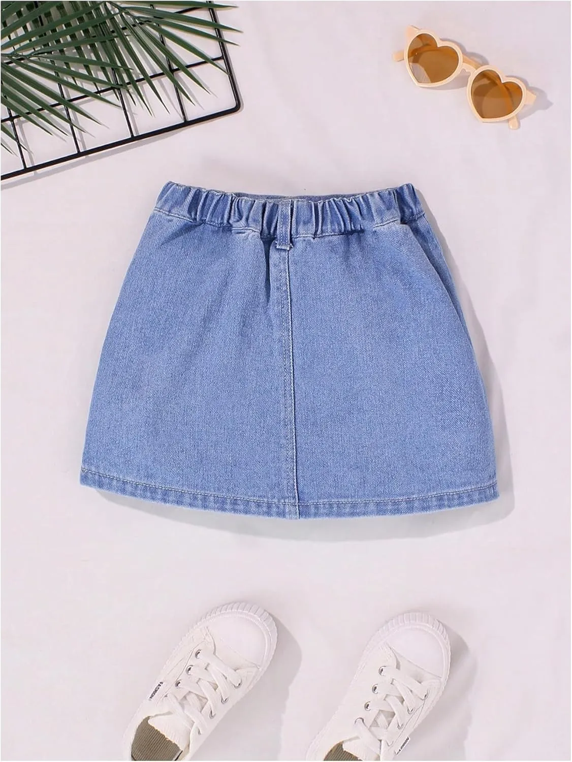 SOLY HUX Toddler Girl's Denim Skirt Heart High Waisted A Line Casual Summer Short Skirts