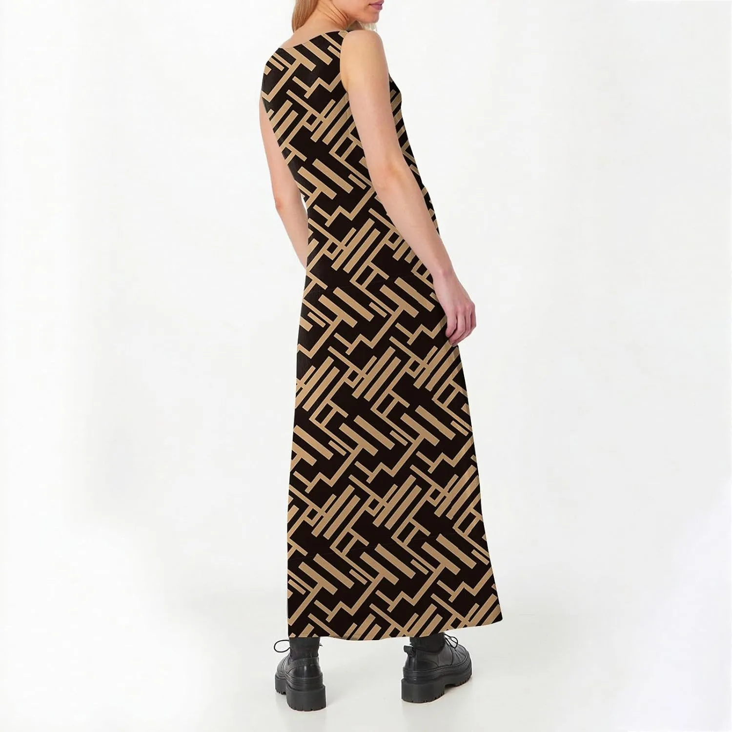 Summer Dresses for Women 2025 Casual Crew Neck Sleeveless Maxi Dress Loose Flowy Floral Beach Sundress with Pockets