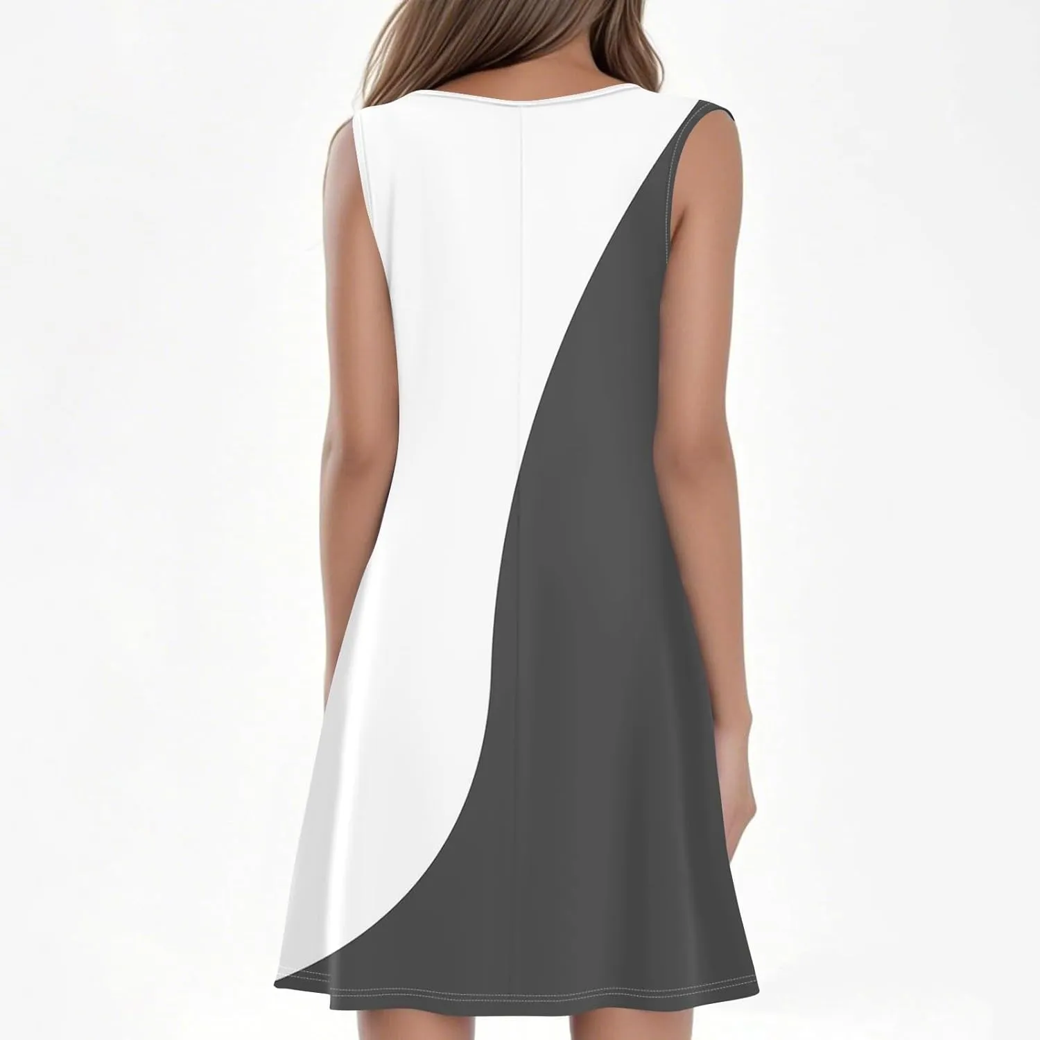 Summer Dresses for Women 2025 Casual Floral Pleated Front Tank Dress O Neck Loose T Shirt Dresses Sleeveless Sundresses