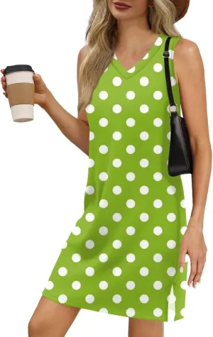 Summer Dresses for Women 2025 Floral Loose Tank Dress Beach T Shirt Dresses Sleeveless Casual Sundresses with Split