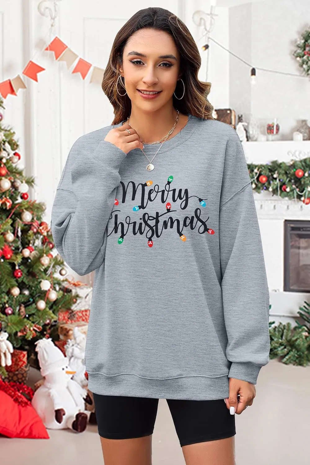 SUPEYA Women's Merry Christmas Oversized Pullover Sweatshirt With Lights - Holiday Xmas Sweater Top