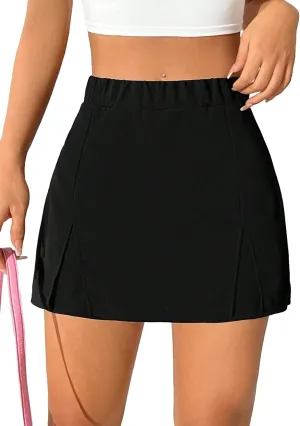 SweatyRocks Women's High Waist Split Hem Skort Casual Solid Straight Leg Shorts