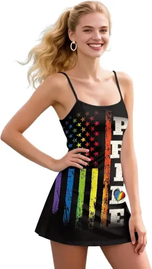 Tennis Dress for Women Athletic Golf Workout Dress with Separate Shorts, Spaghetti Straps & Pockets XS-2XL