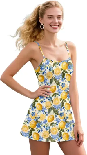 Tennis Dress for Women Athletic Golf Workout Dress with Separate Shorts, Spaghetti Straps & Pockets XS-2XL