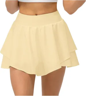 Tennis Skirts for Women with Shorts Womens Golf Athletic Skort Girls Sports Running Yoga Workout Trendy Irregular Hem Skorts