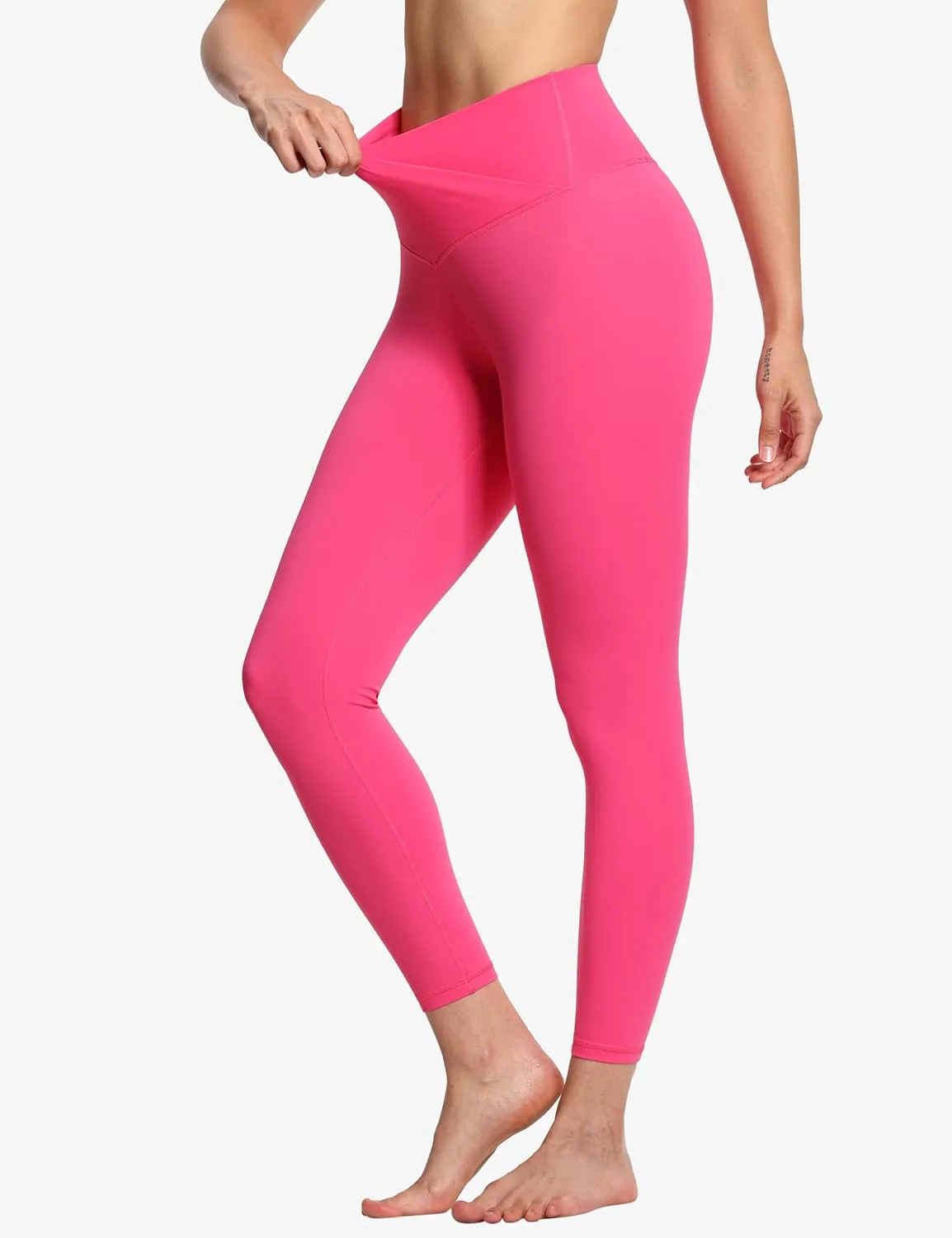 THE GYM PEOPLE Womens' V Cross Waist Yoga Leggings with High Waisted Tummy Control