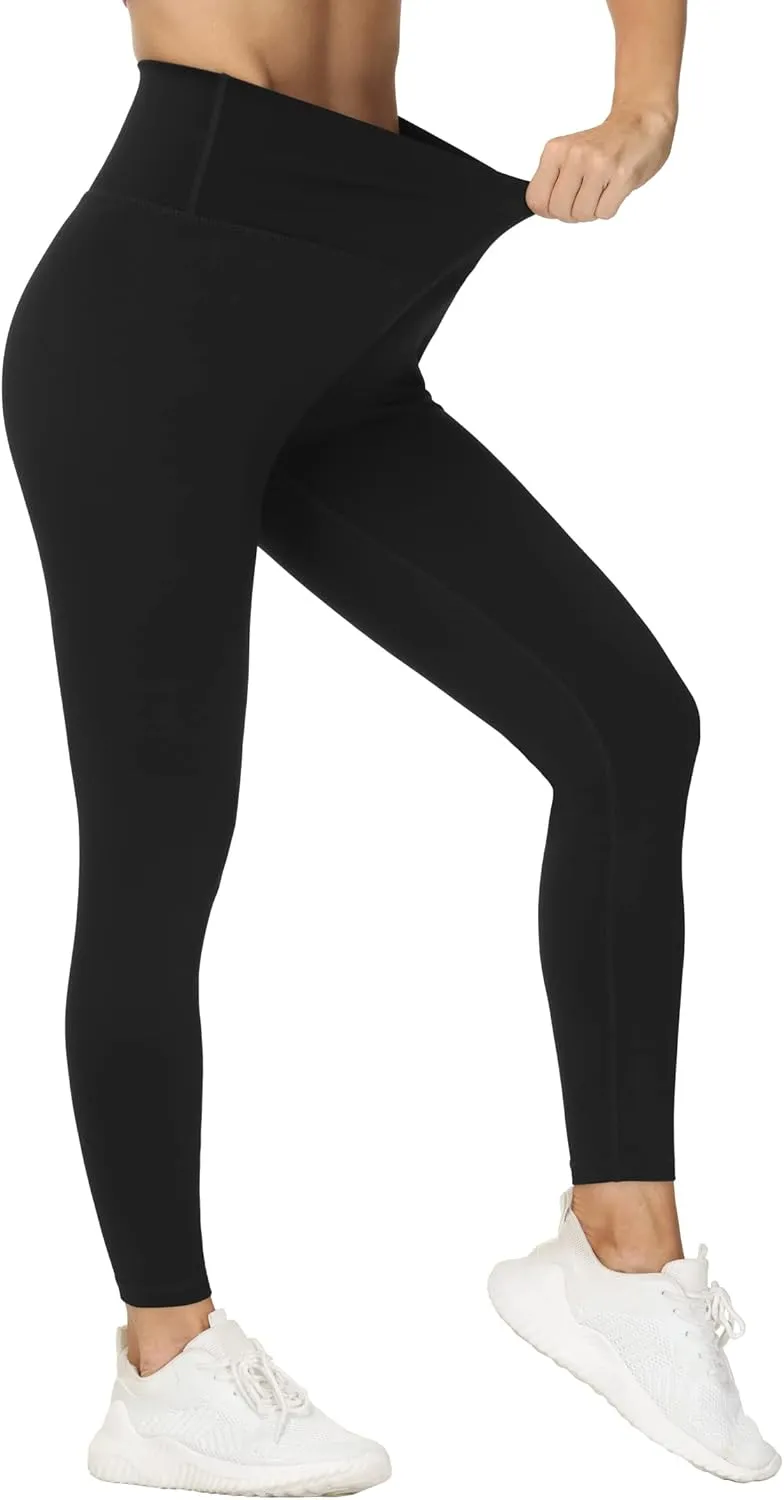 THE GYM PEOPLE Womens' V Cross Waist Yoga Leggings with High Waisted Tummy Control