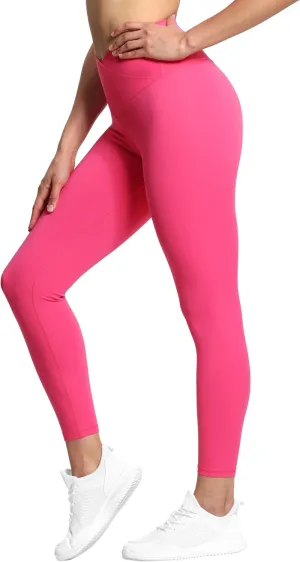 THE GYM PEOPLE Womens' V Cross Waist Yoga Leggings with High Waisted Tummy Control