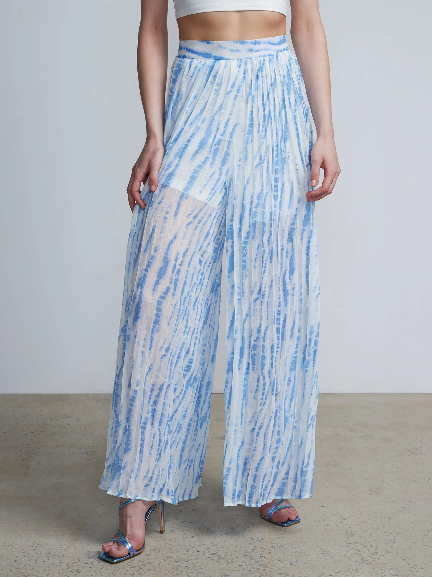 Tie Dye Pleated Wide Leg Pants