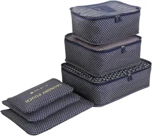 Travel Packing Cubes Luggage Packing Organizer Waterproof Space Save Storage Bags 6pcs Set, Packing Cubes 3pcs   Pouches 3pcs (6pack, Blue)