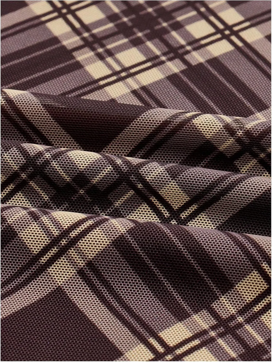 Verdusa Women's Plus Size Plaid Skirt High Rise A Line Mesh Long Skirt