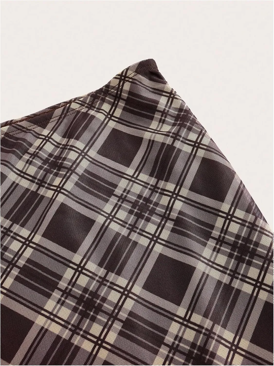 Verdusa Women's Plus Size Plaid Skirt High Rise A Line Mesh Long Skirt