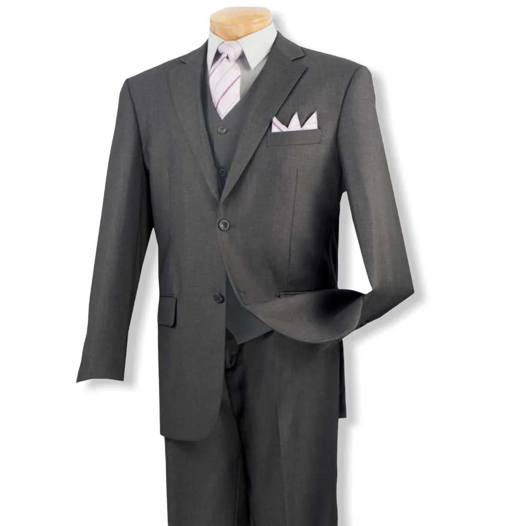 VINCI: 3pc. Solid Vested Suit V2TR (NEW)