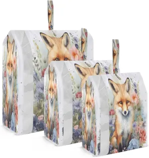 Watercolor Fox Flower Packing Cubes for Travel 3 Set Travel Organizer Bags Luggage Bags for Packing Compression