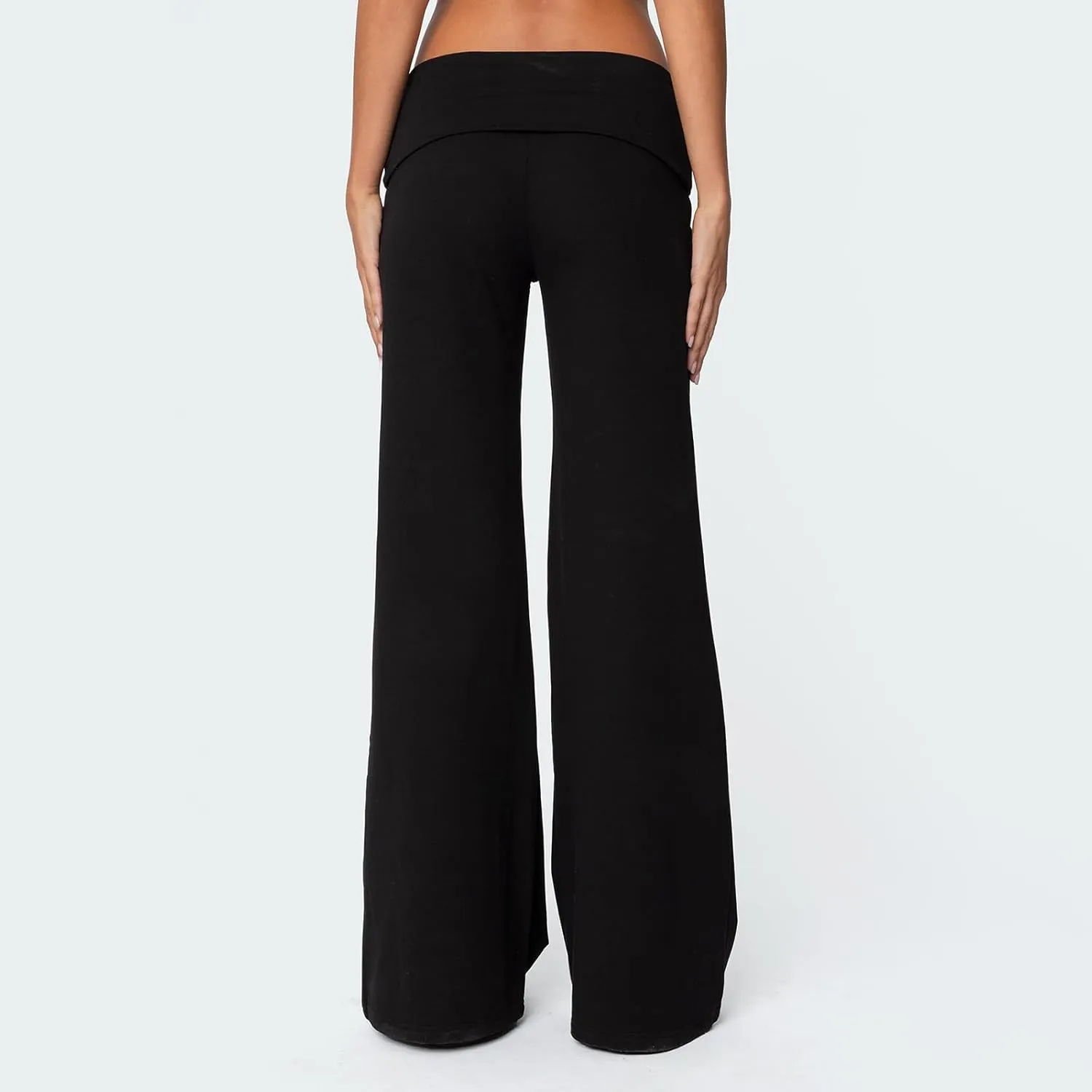 Wide Leg Sweatpants for Women Fold Over Low Rise Flare Yoga Lounge Pants Back to School Clothes for Teen Girls