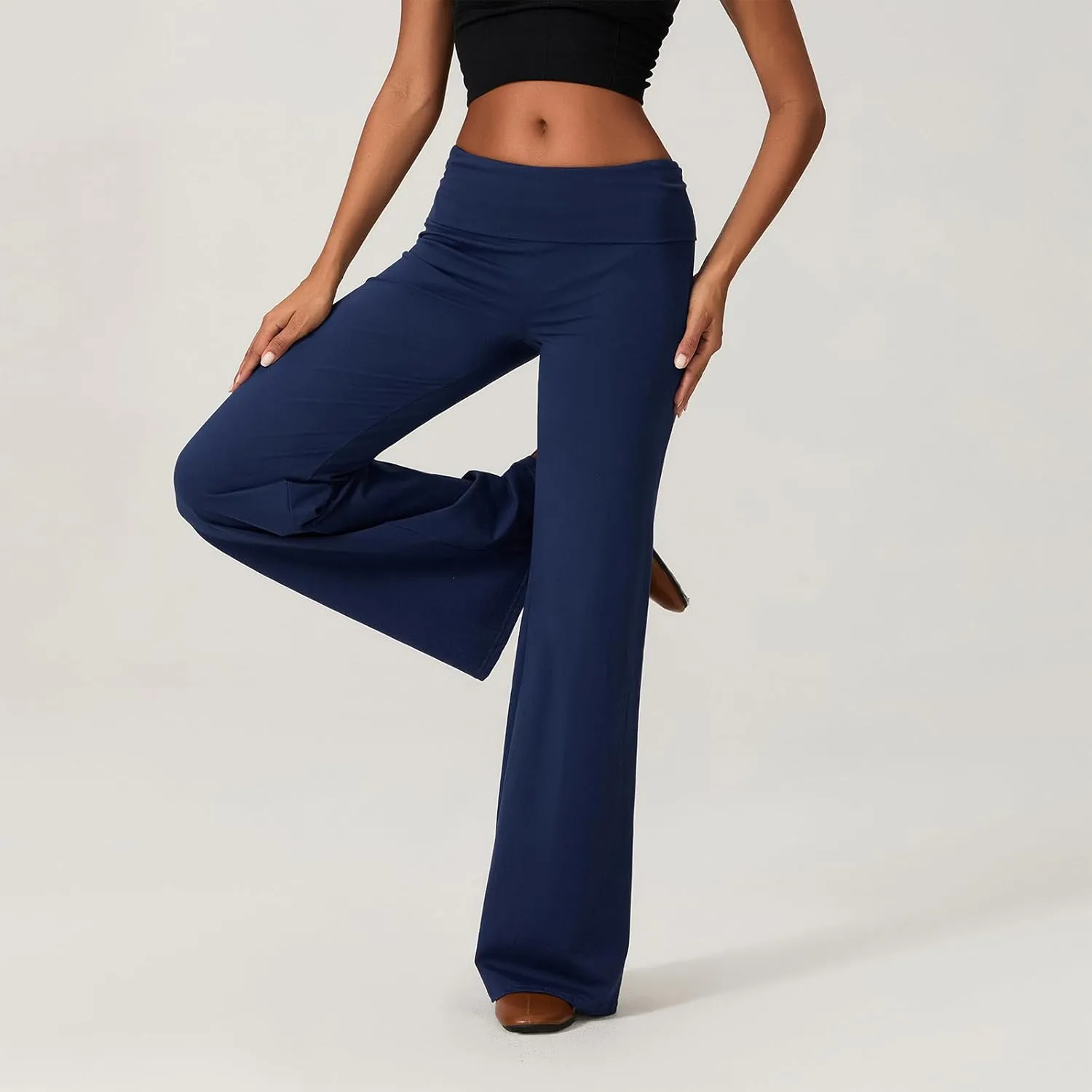 Wide Leg Sweatpants for Women Fold Over Low Rise Flare Yoga Lounge Pants Back to School Clothes for Teen Girls