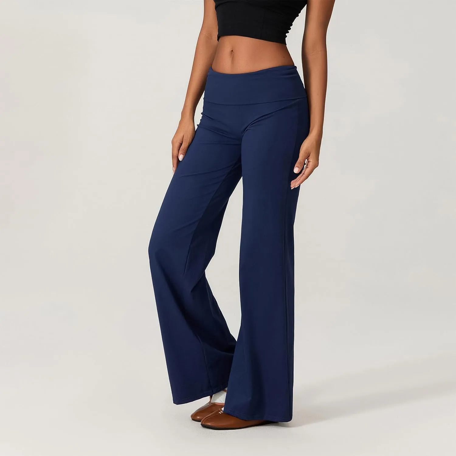 Wide Leg Sweatpants for Women Fold Over Low Rise Flare Yoga Lounge Pants Back to School Clothes for Teen Girls