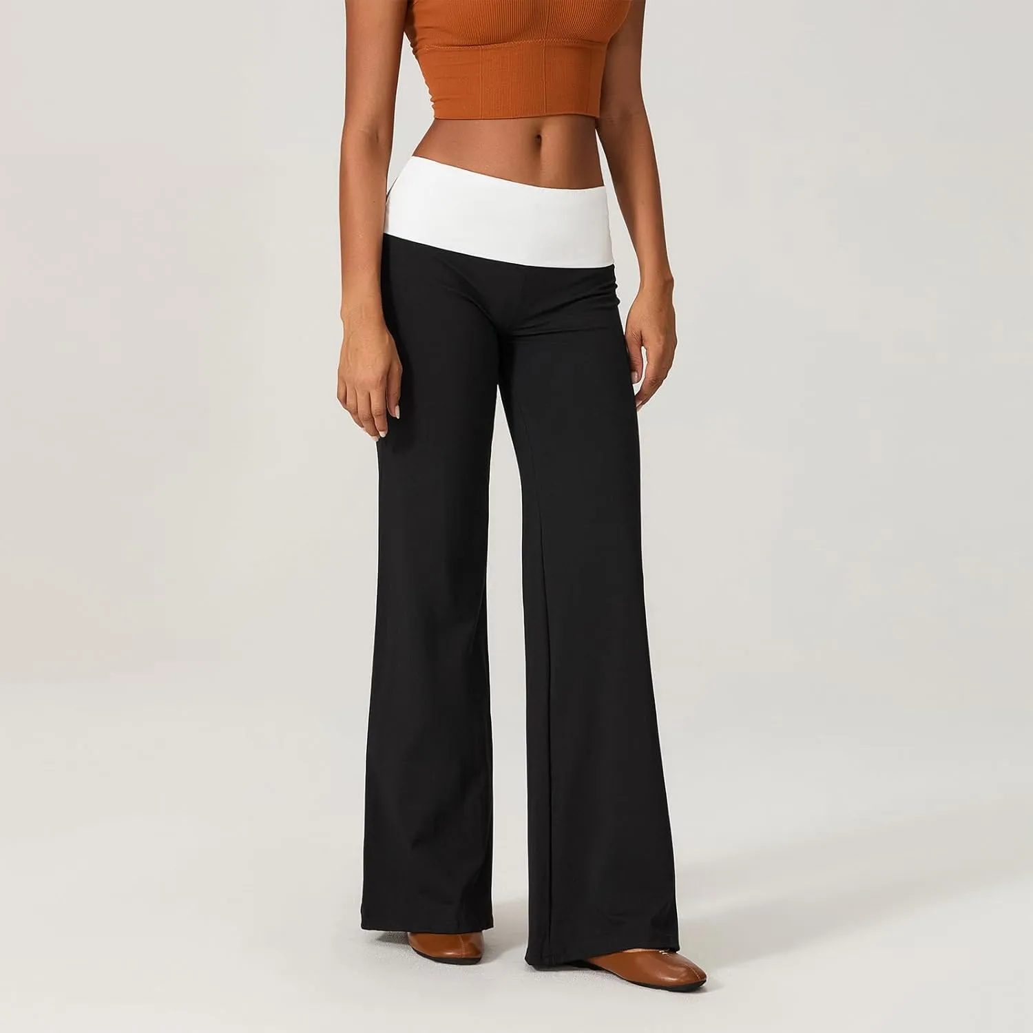 Wide Leg Sweatpants for Women Fold Over Low Rise Flare Yoga Lounge Pants Back to School Clothes for Teen Girls