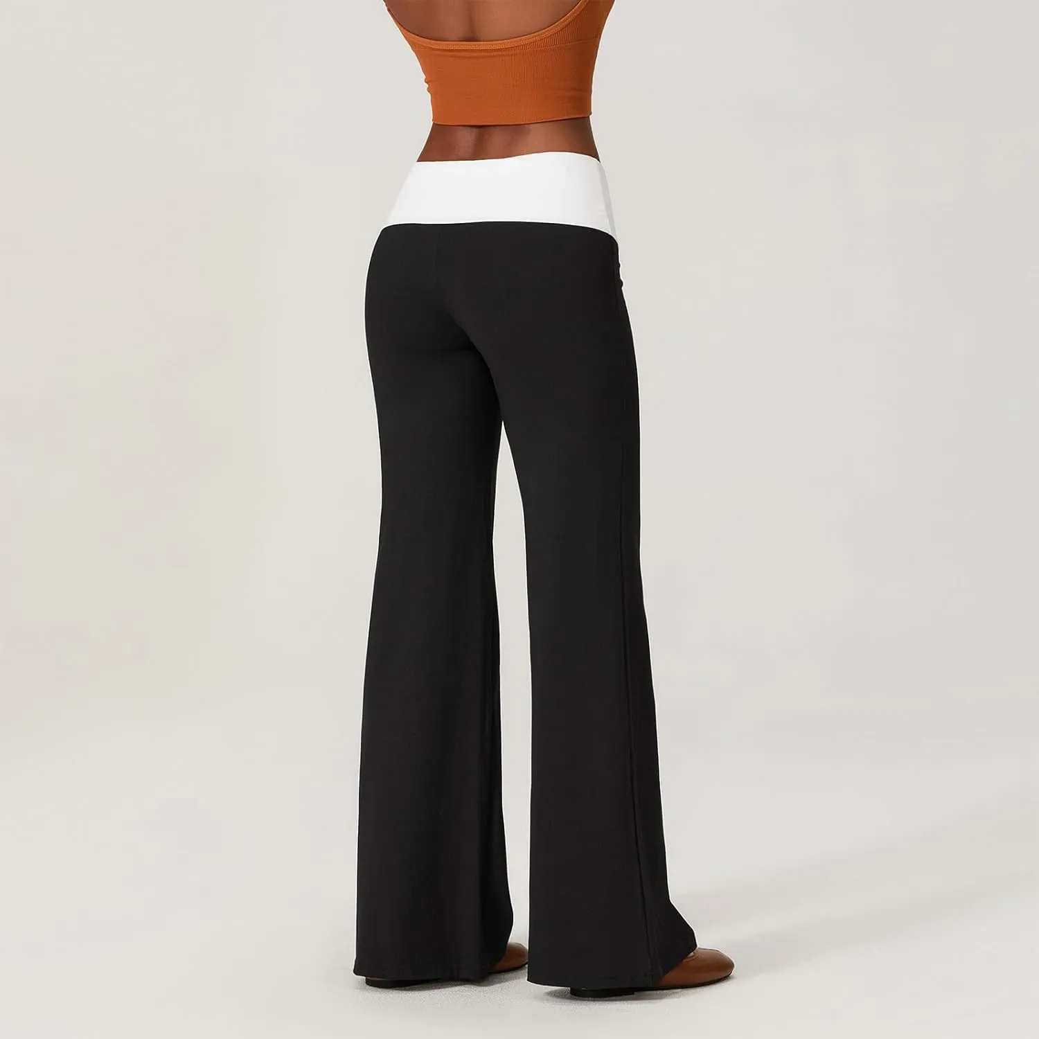 Wide Leg Sweatpants for Women Fold Over Low Rise Flare Yoga Lounge Pants Back to School Clothes for Teen Girls