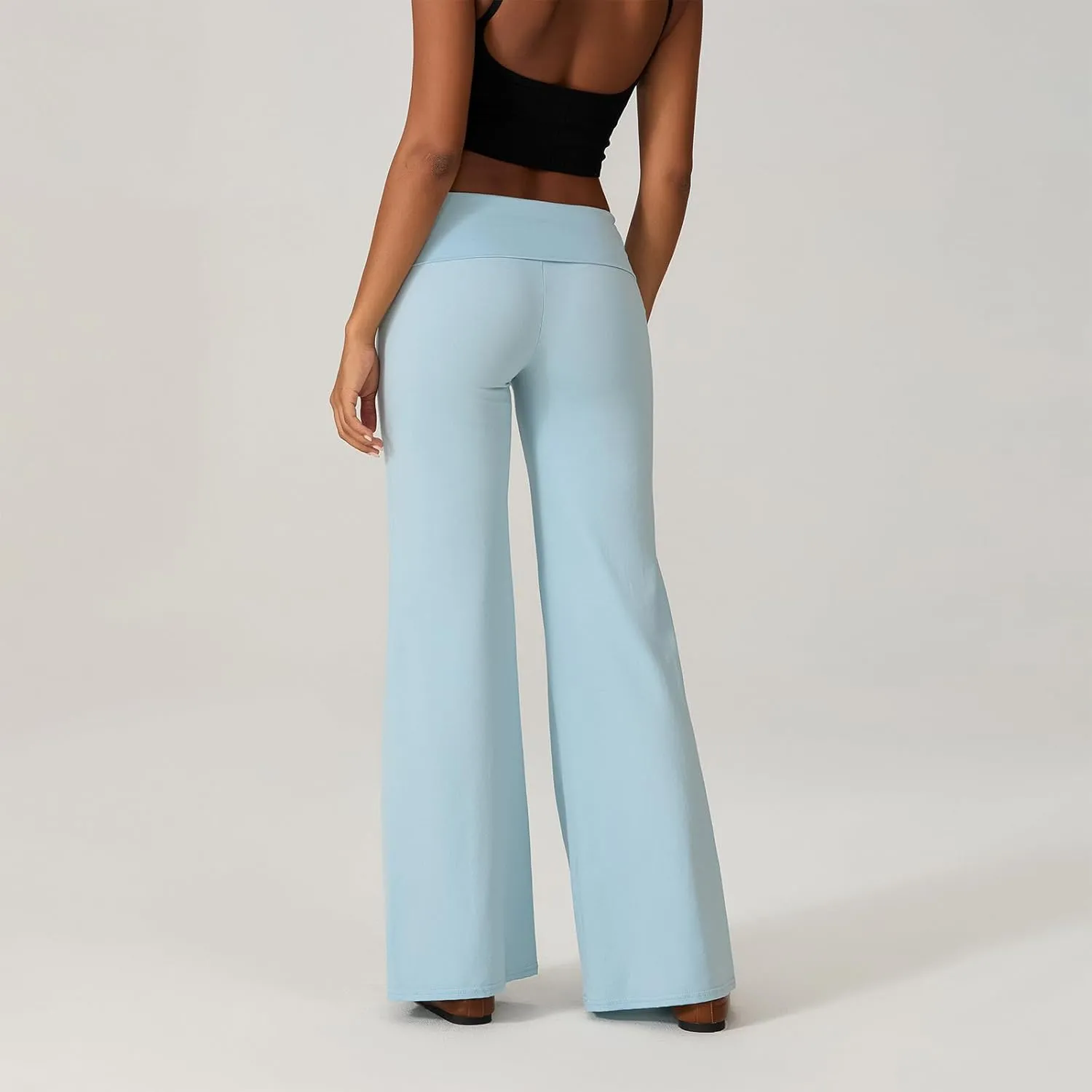 Wide Leg Sweatpants for Women Fold Over Low Rise Flare Yoga Lounge Pants Back to School Clothes for Teen Girls