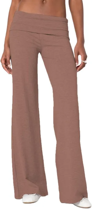 Wide Leg Sweatpants for Women Fold Over Low Rise Flare Yoga Lounge Pants Back to School Clothes for Teen Girls