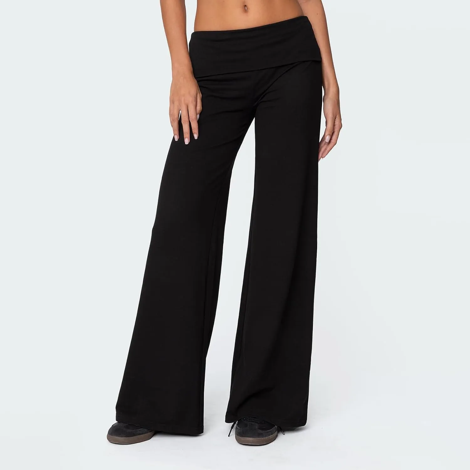 Wide Leg Sweatpants for Women Fold Over Low Rise Flare Yoga Lounge Pants Back to School Clothes for Teen Girls