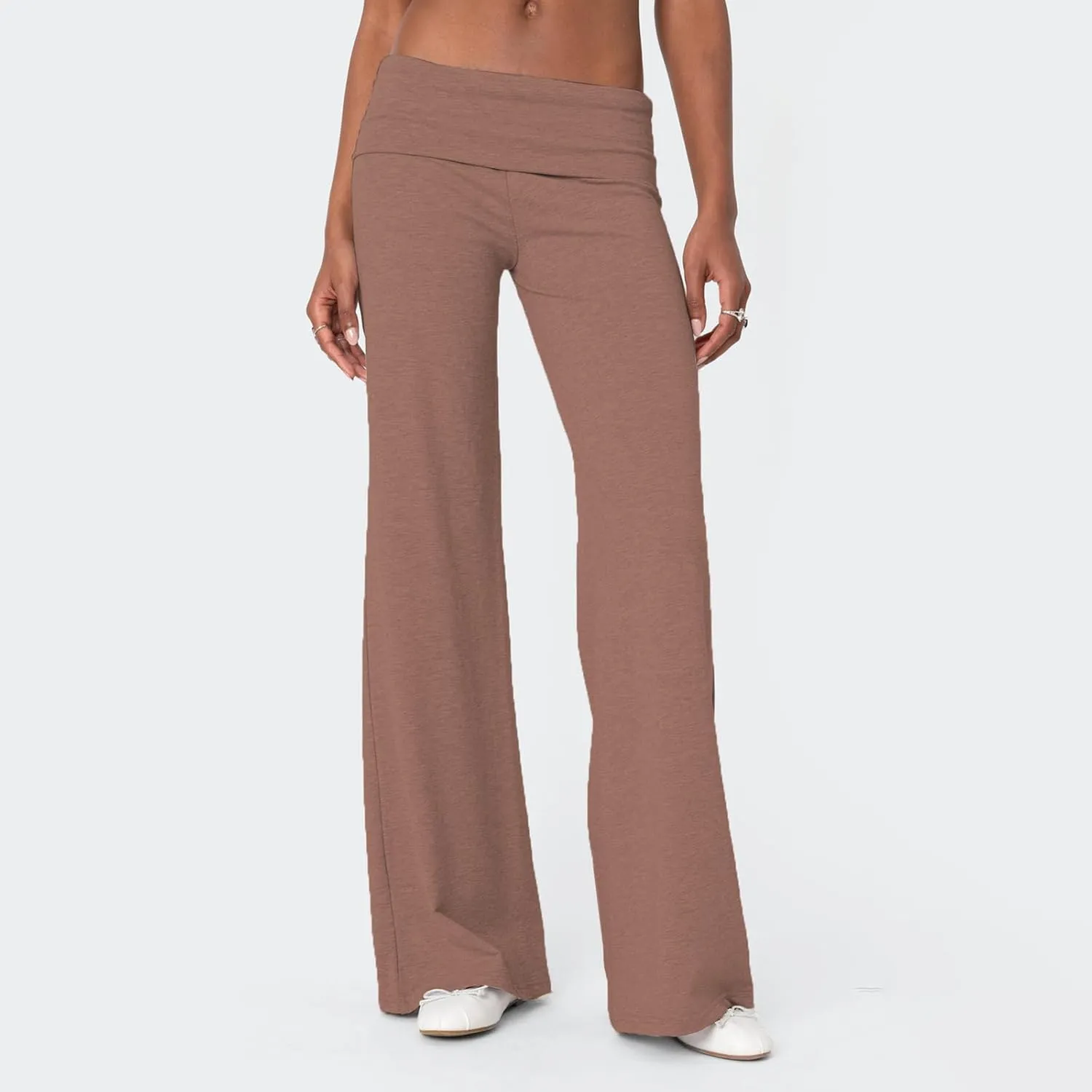 Wide Leg Sweatpants for Women Fold Over Low Rise Flare Yoga Lounge Pants Back to School Clothes for Teen Girls